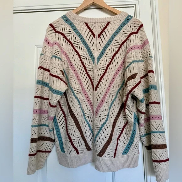 Marine Layer open knit Chevron Knit Sweater size L - Picture 3 of 5